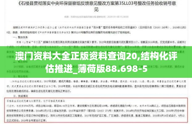 澳门资料大全正版资料查询20,结构化评估推进_薄荷版88.698-5