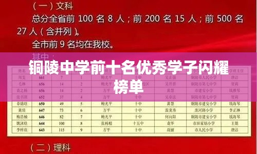 铜陵中学前十名优秀学子闪耀榜单